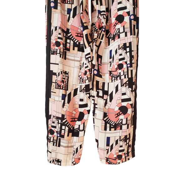 See By Chloe 100% Silk Striped/Abstract Print Pants Pink Size US 2 - Picture 6 of 9